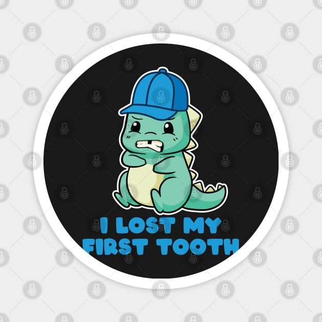 Kids I Lost My First Tooth - Cute Dinosaurs print Magnet by theodoros20